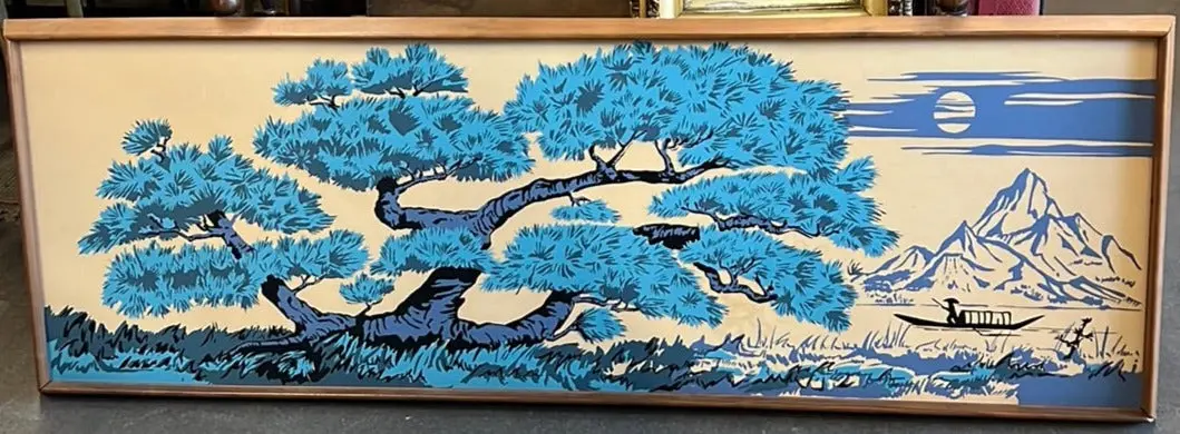 Long Large Blue Art With Big Tree And Landscape 1