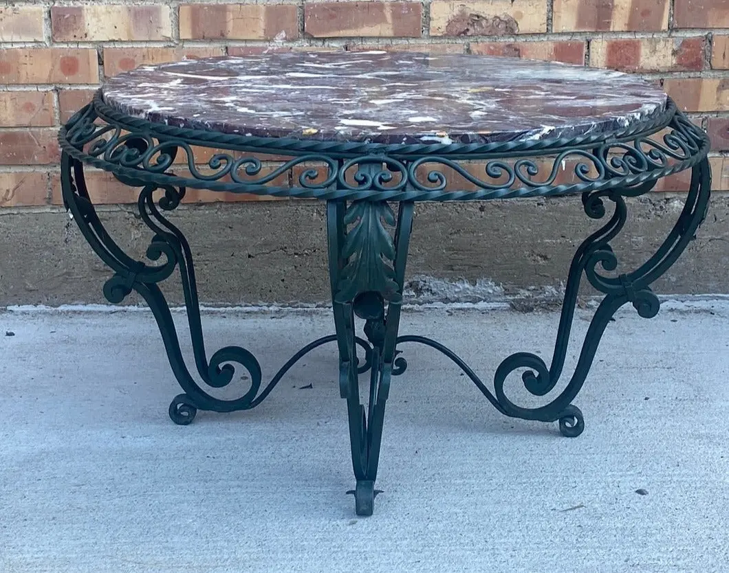Round Iron Marble Top Table 1