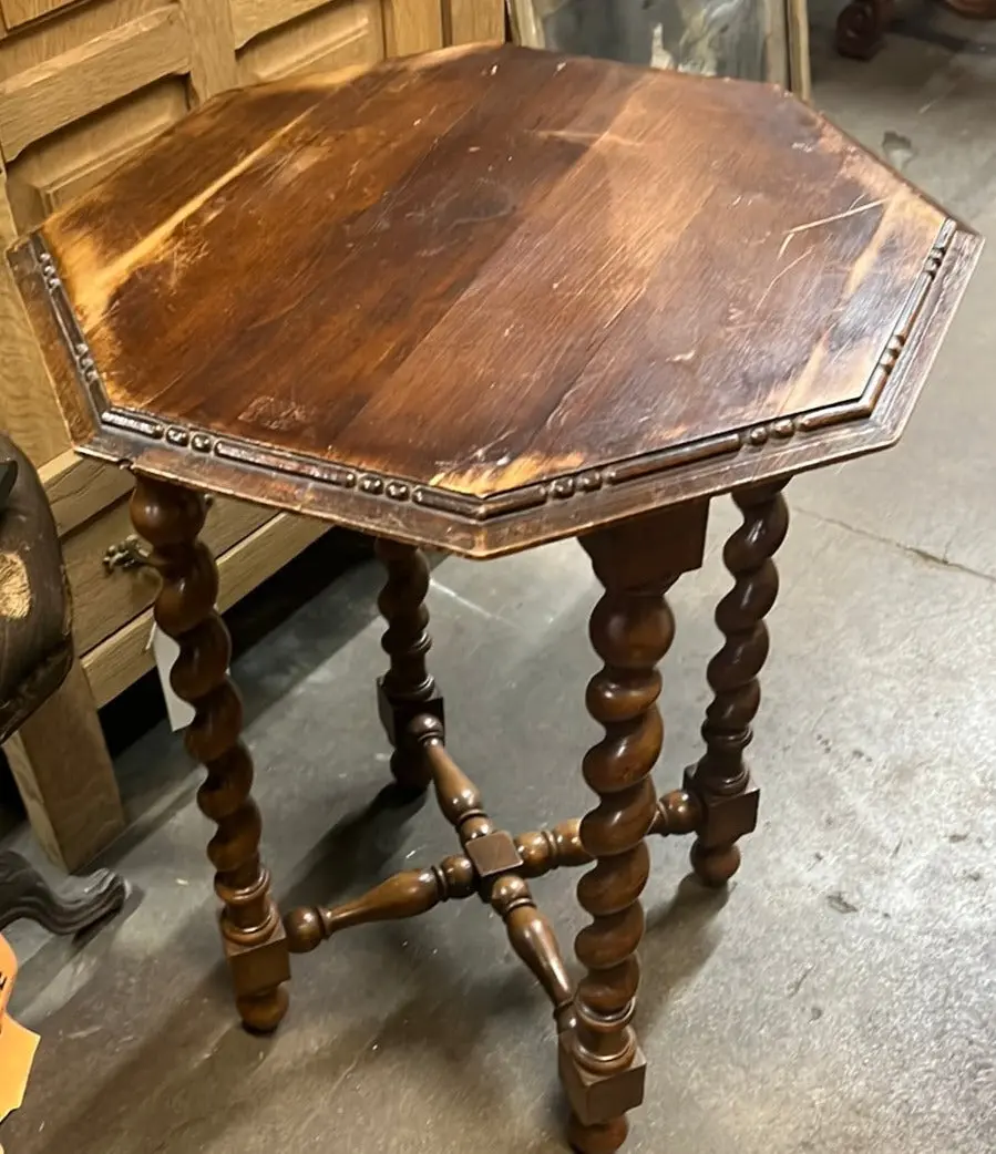 Small Octagon Oak Barley Twist Table 1