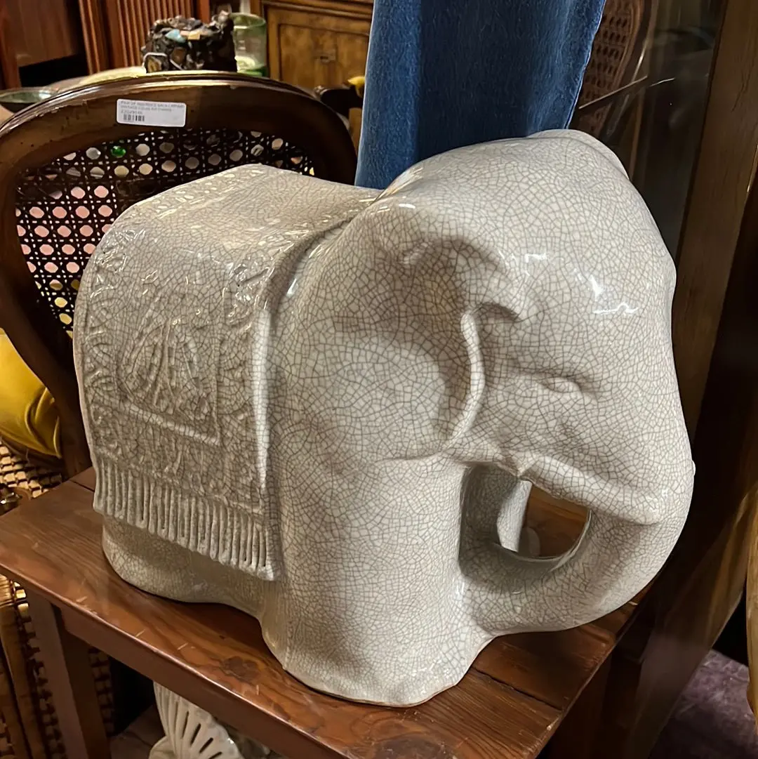 Crackled Elephant Garden Stool 1