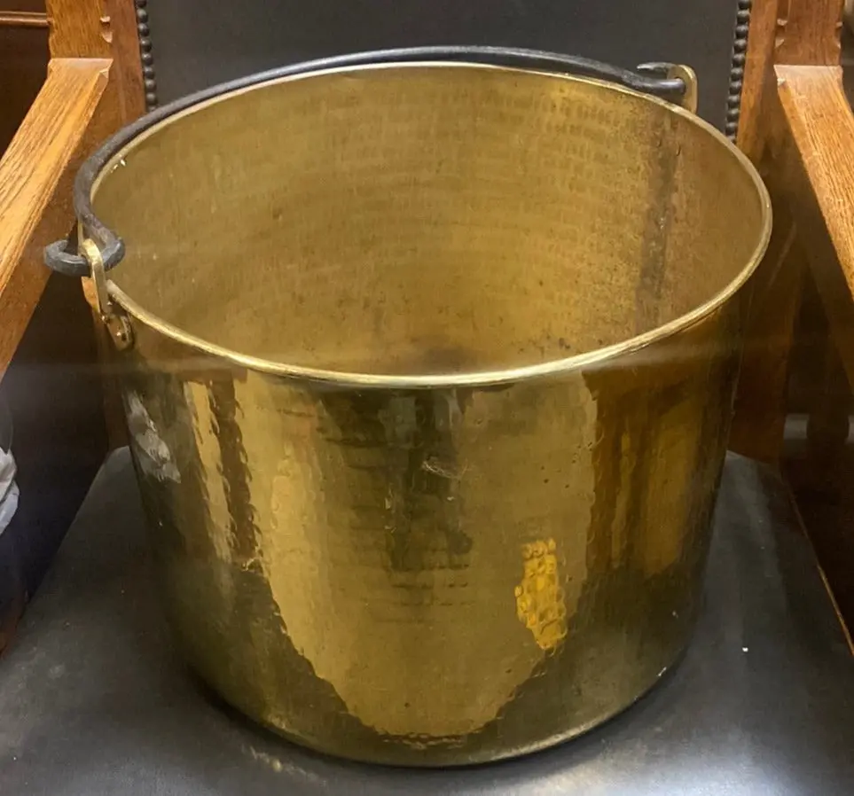Large Bright Brass And Iron Pot 1