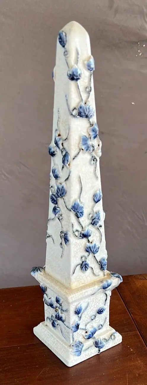 As Found Small Antique Chinese Blue And White Obelisk 1