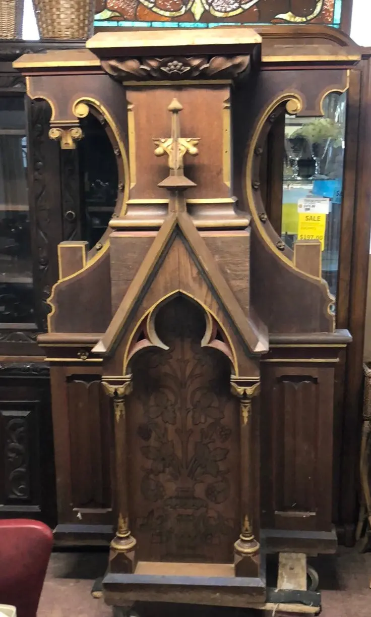 Tall French Oak Altar Church Pedestal 1