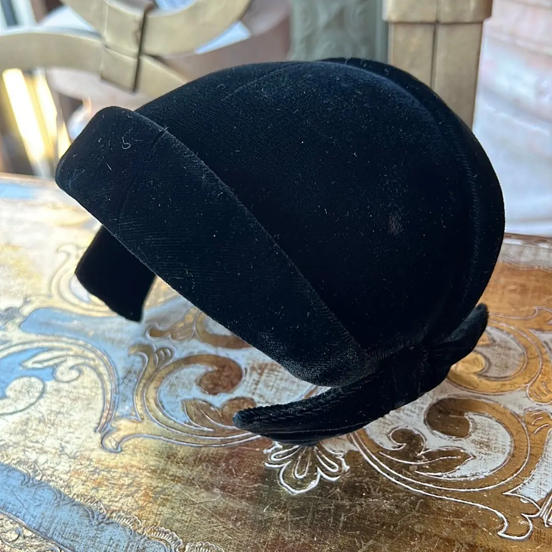 Black Velvet Half Hat With Bows 1