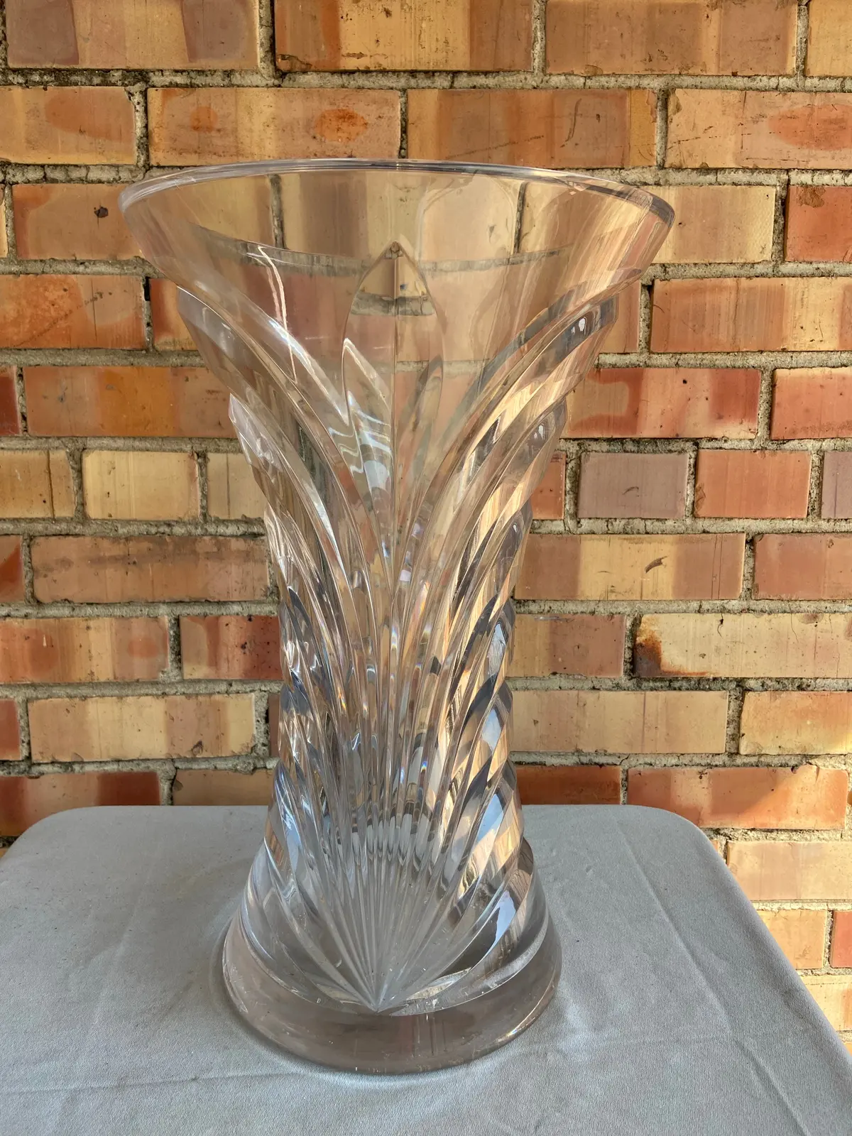 Large Flared Cut Crystal Glass Vase 1