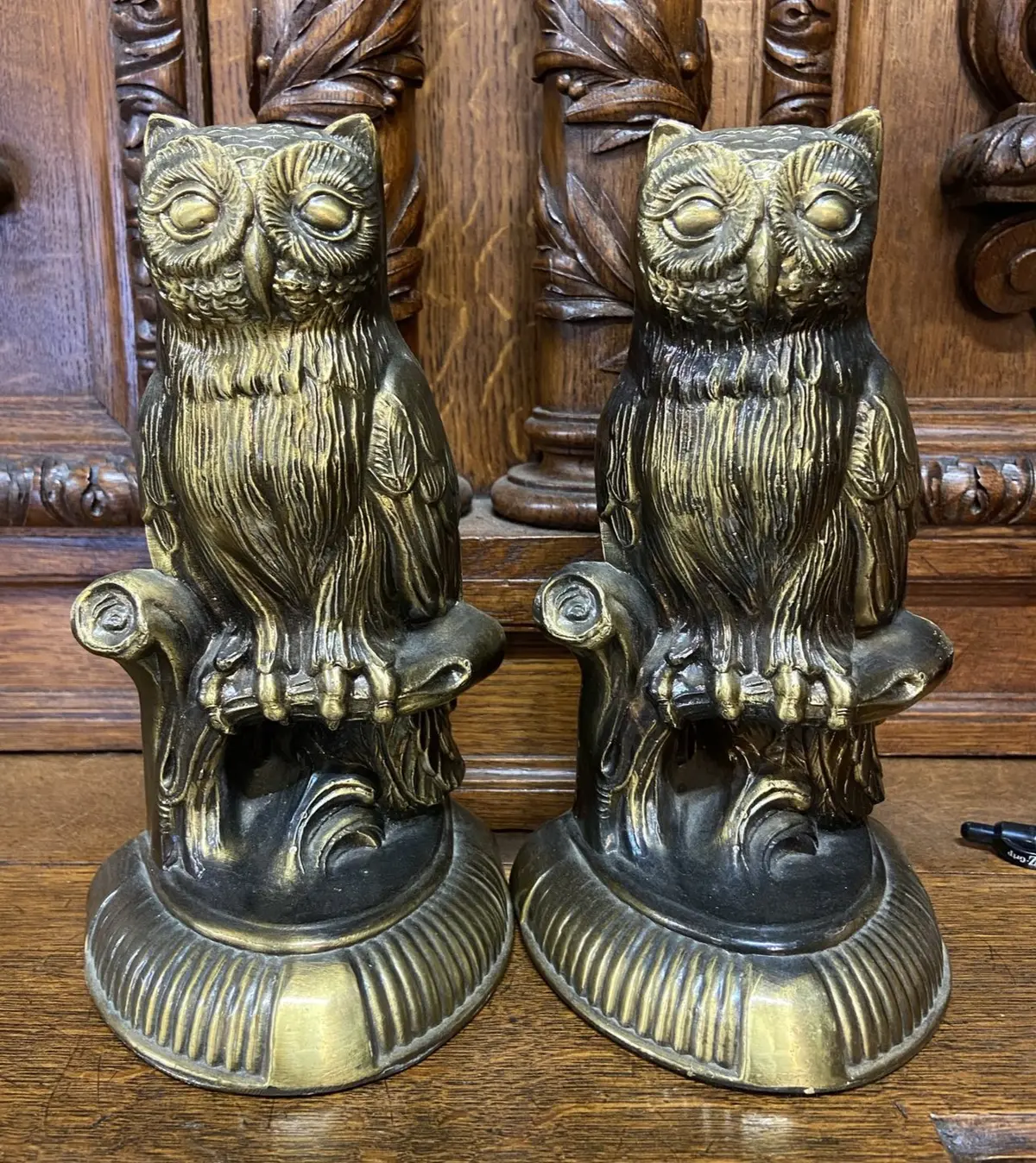 Brass Plated Owl Book Ends 1