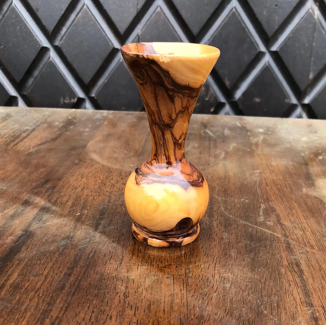 Tiny Turned Wood Vase 1