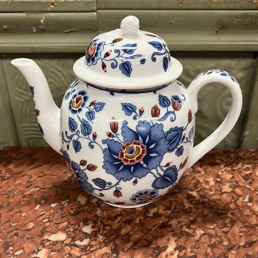Estee Lauder 1979 Blue And Red Floral Tea Pot 1