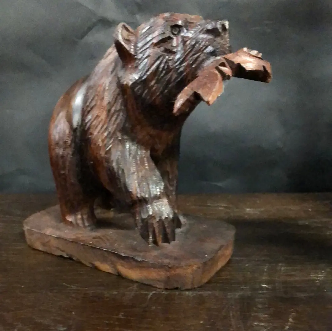 Carved Black Forest Bear With Fish 1