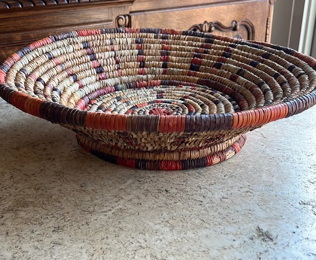 Colorful African Flat Basket 1