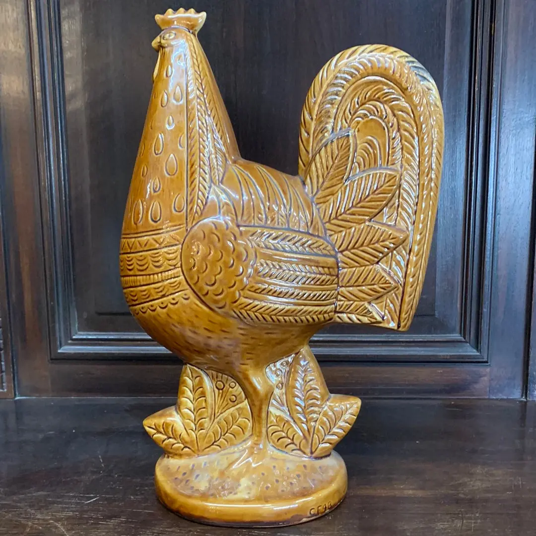 Made In Usa Brown Ceramic Rooster 1
