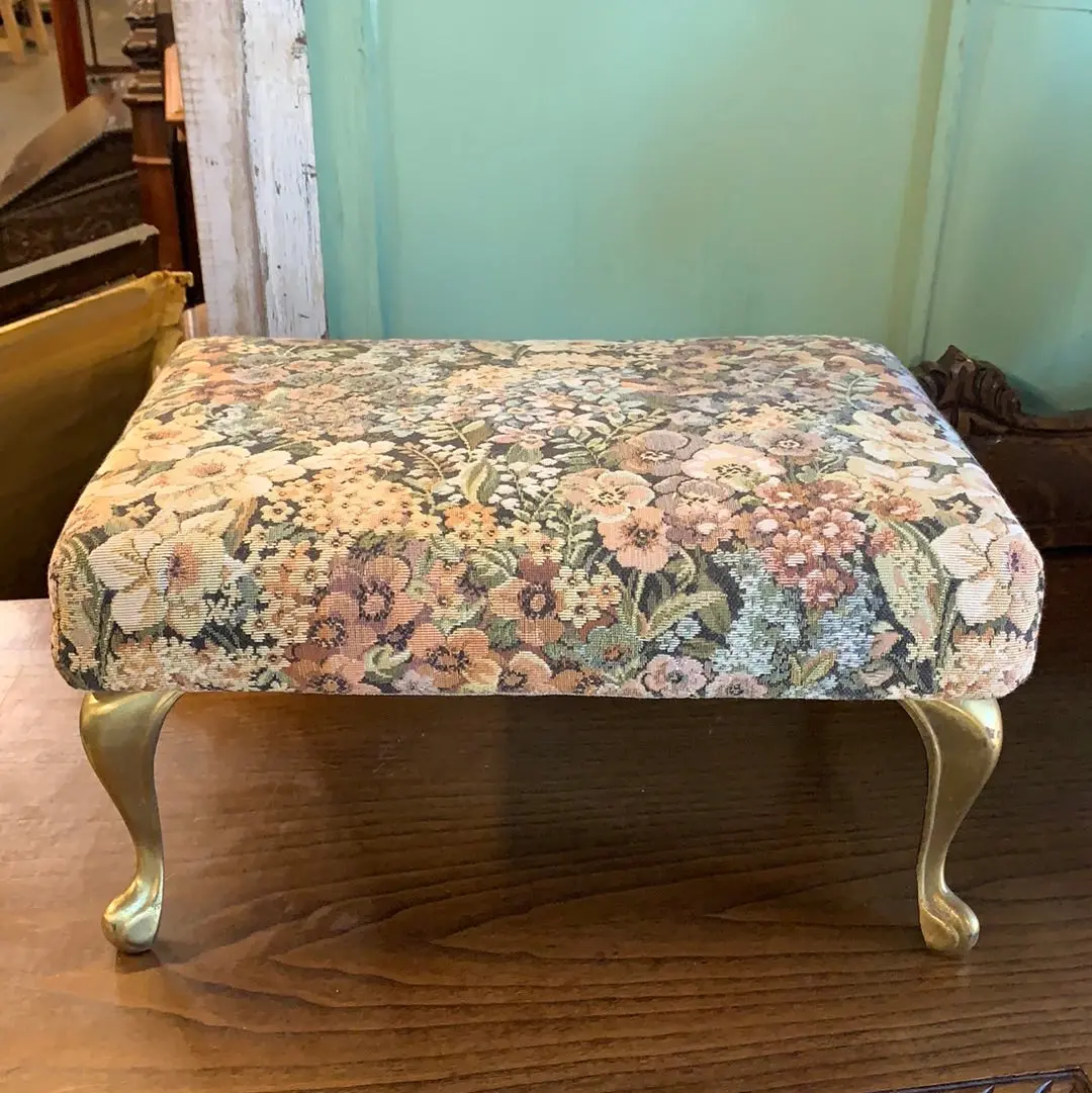Floral Stool With Gold Metal Legs 1