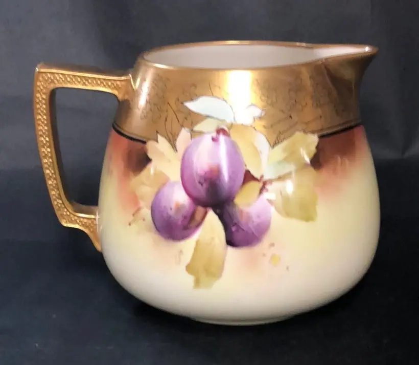 Small Squat Pitcher With Handpainted Fruit 1