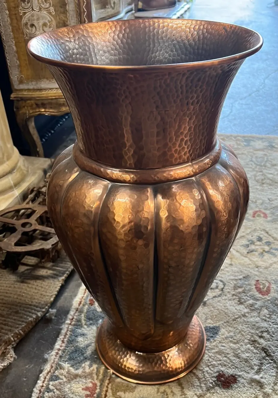 Hammered Copper Vase Or Umbrella Holder 1