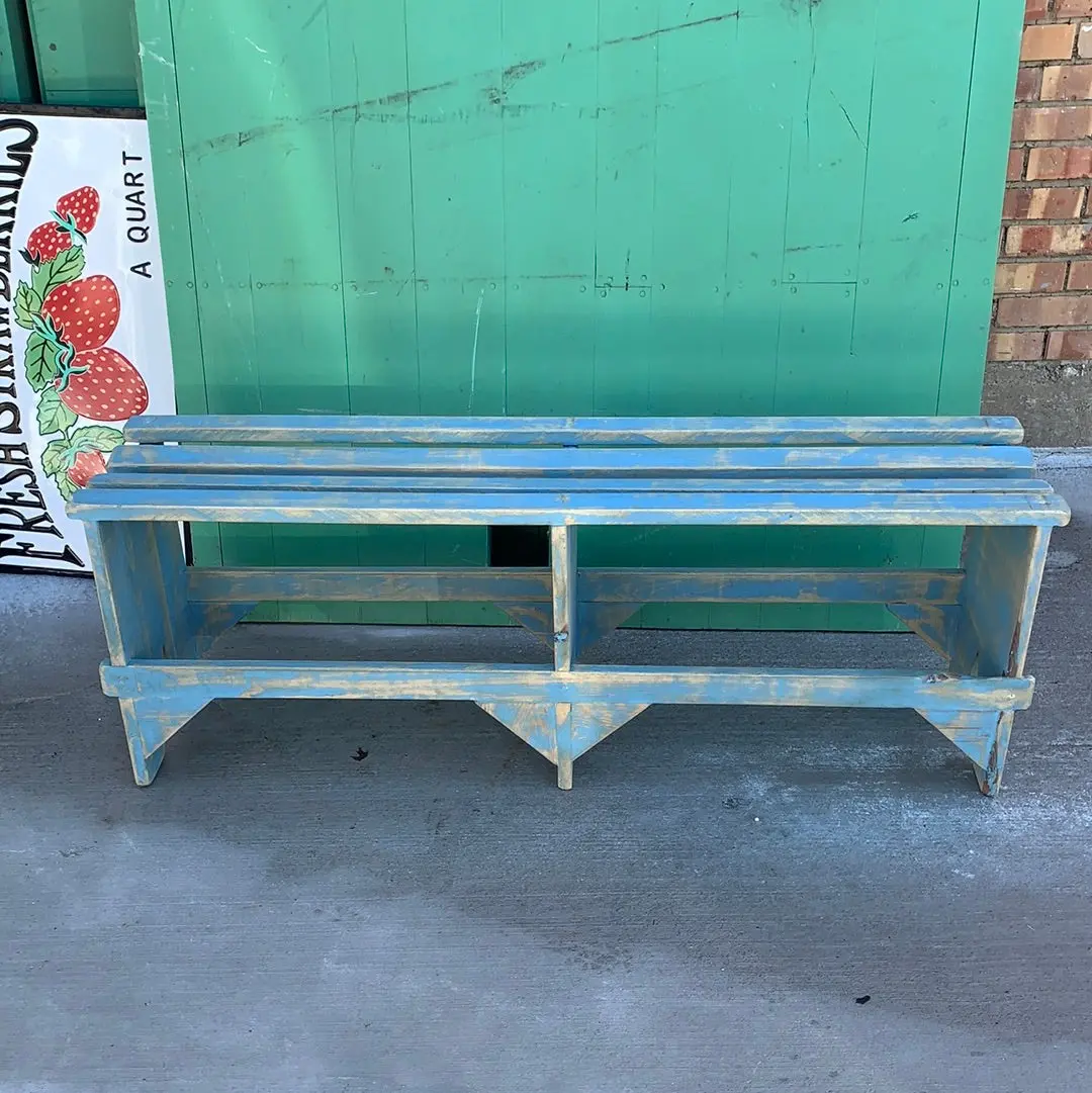 Blue Slatted Bench 1