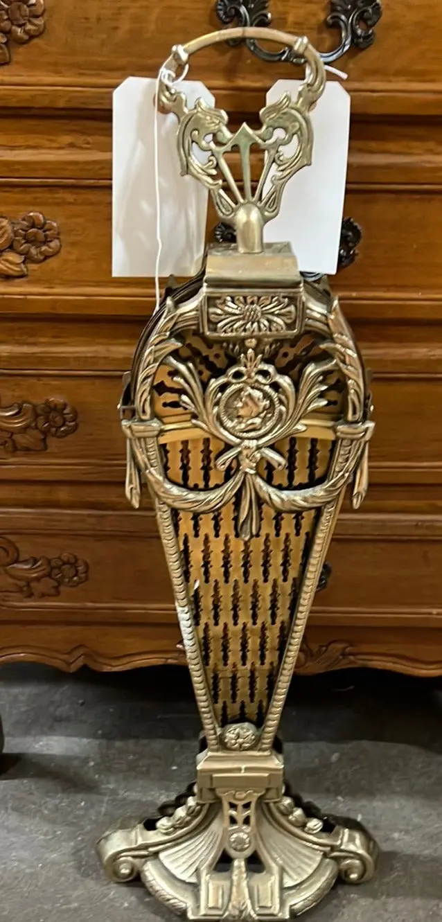 Brass Peacock Folding Fire Screen 1