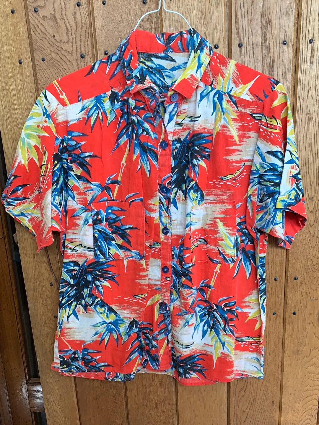 Red Cotton Hawaiian Shirt 1