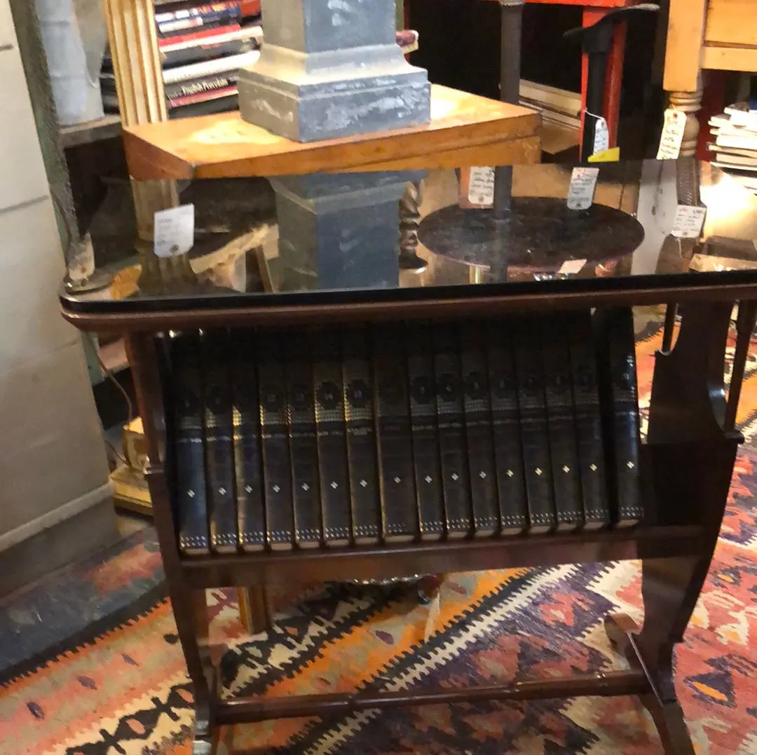 Black Glass Top Book Table 1