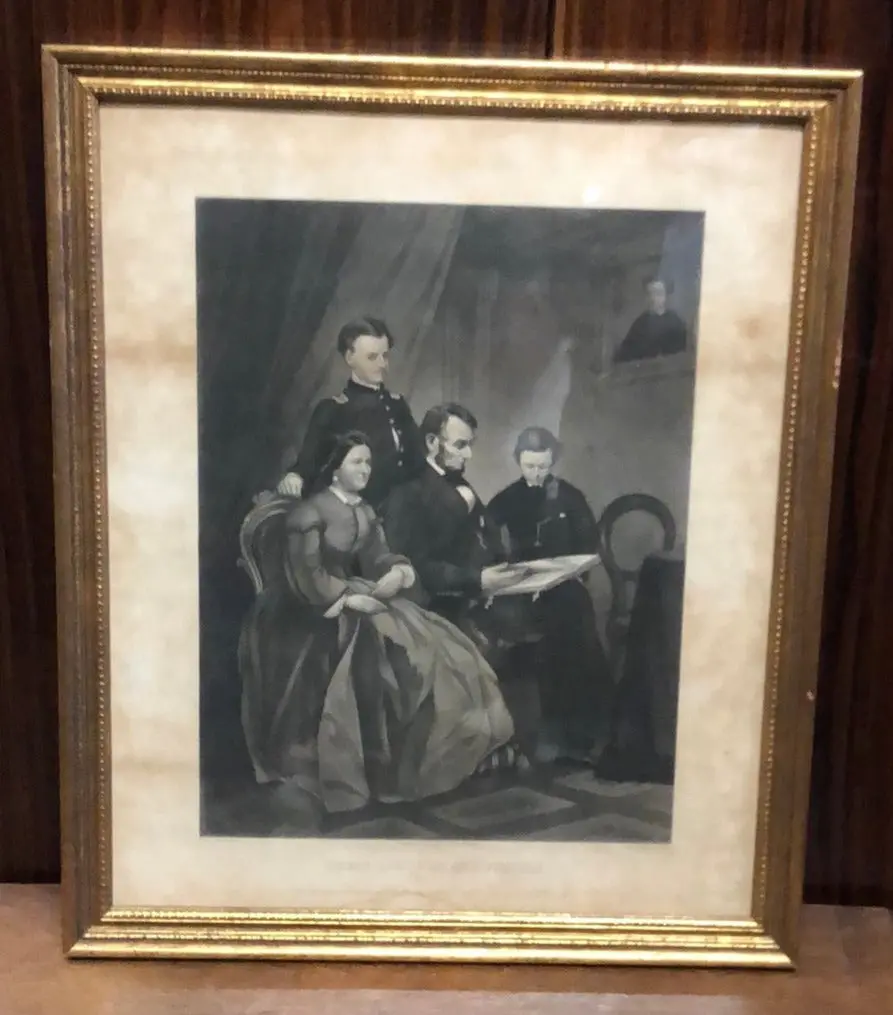 Framed Engraving Of President Lincolns Family 1
