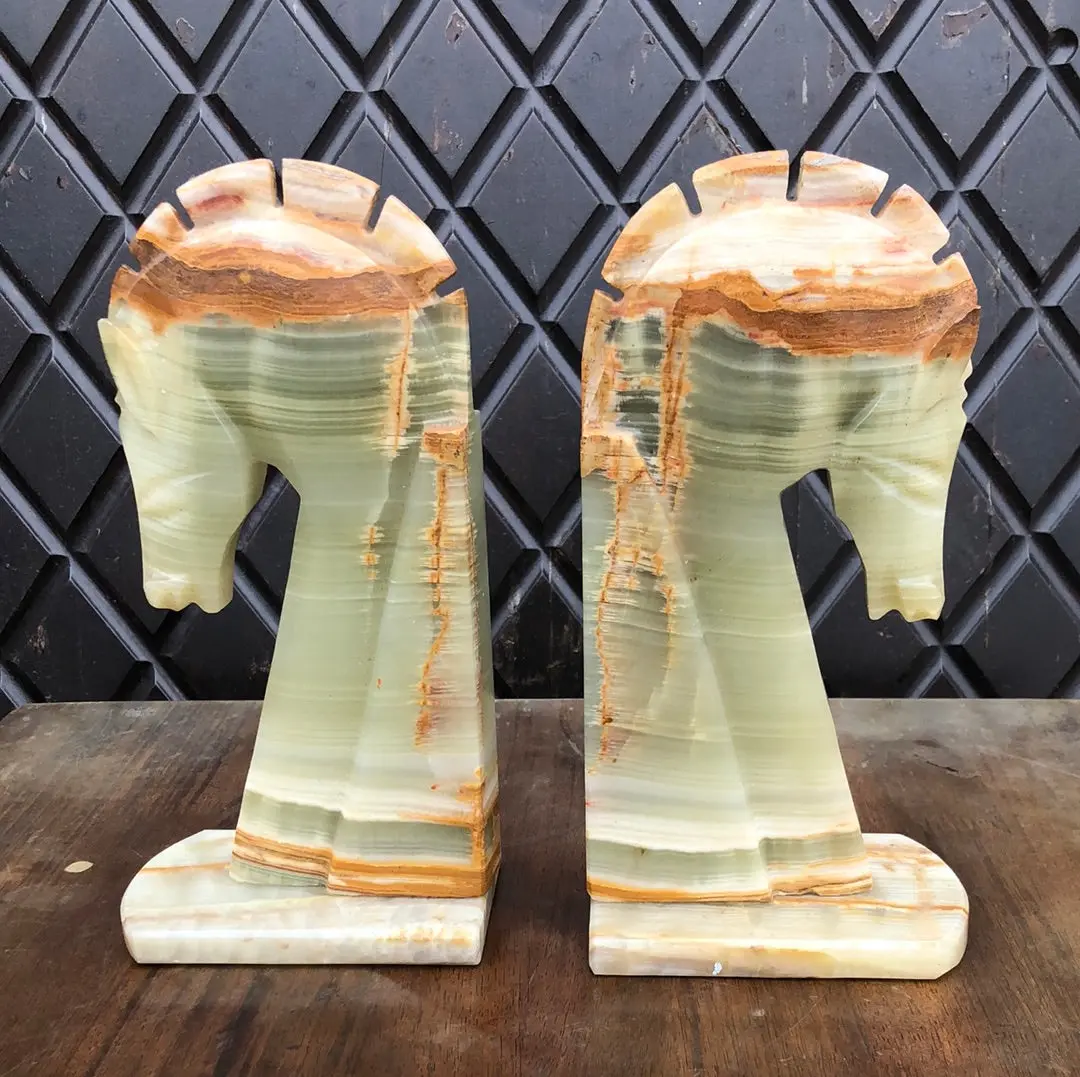 Pair Of Onyx Horse Bookends 1