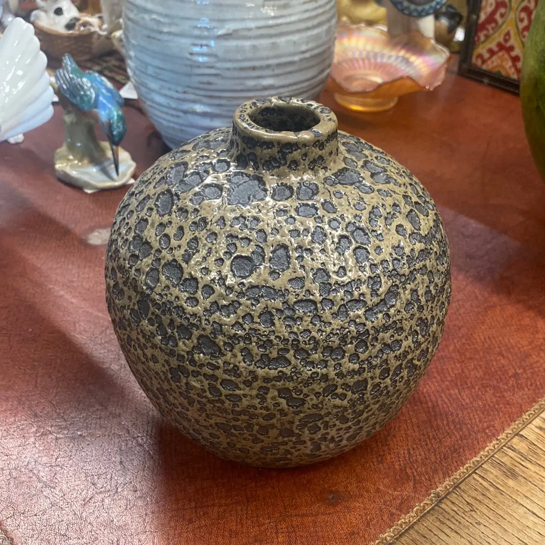Dimpled Gray And Brown Thrown Pottery Jug 1