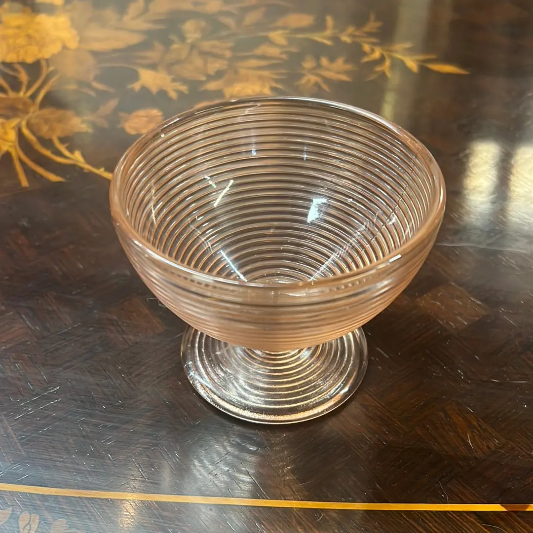 Pink Ribbed Depression Glass Sherbert Glass 1