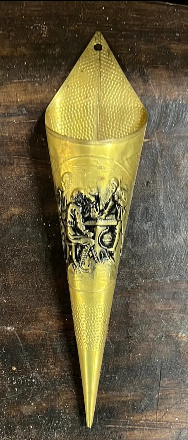 Brass Cone Wall Pocket Match Holder And Striker 1