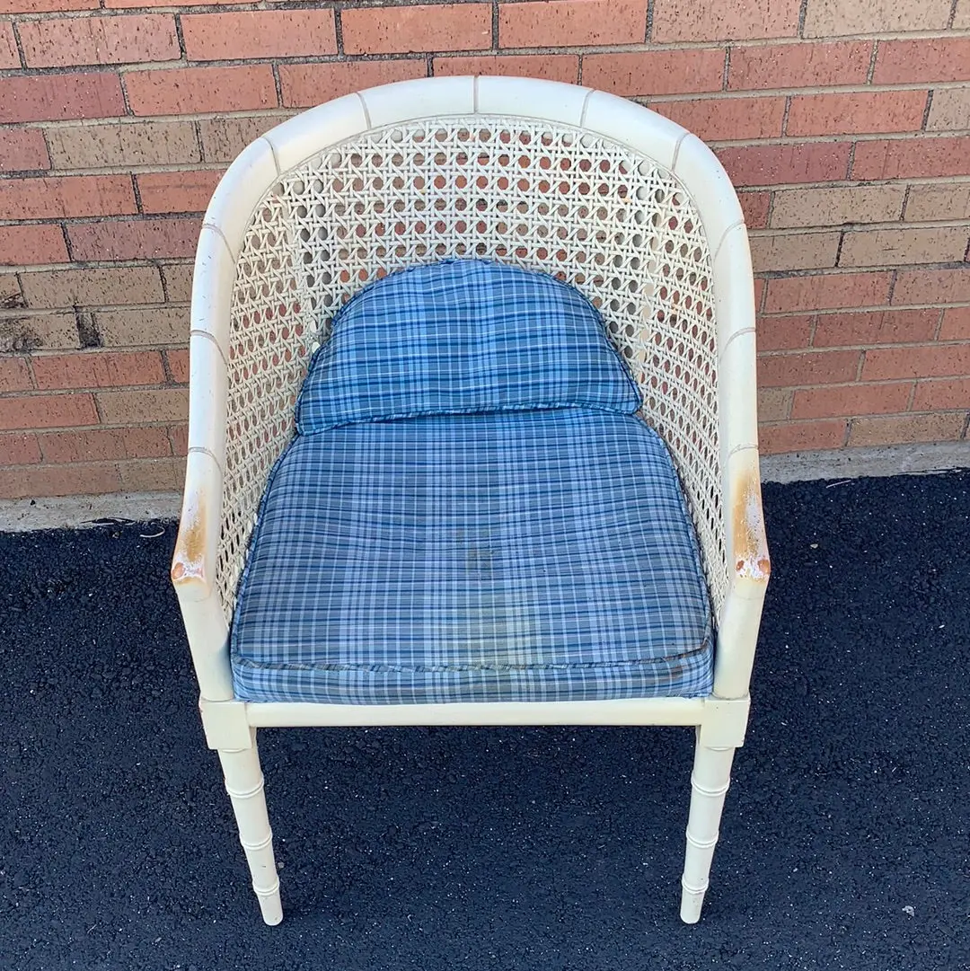 As Found White Faux Bamboo And Cane Chair 1