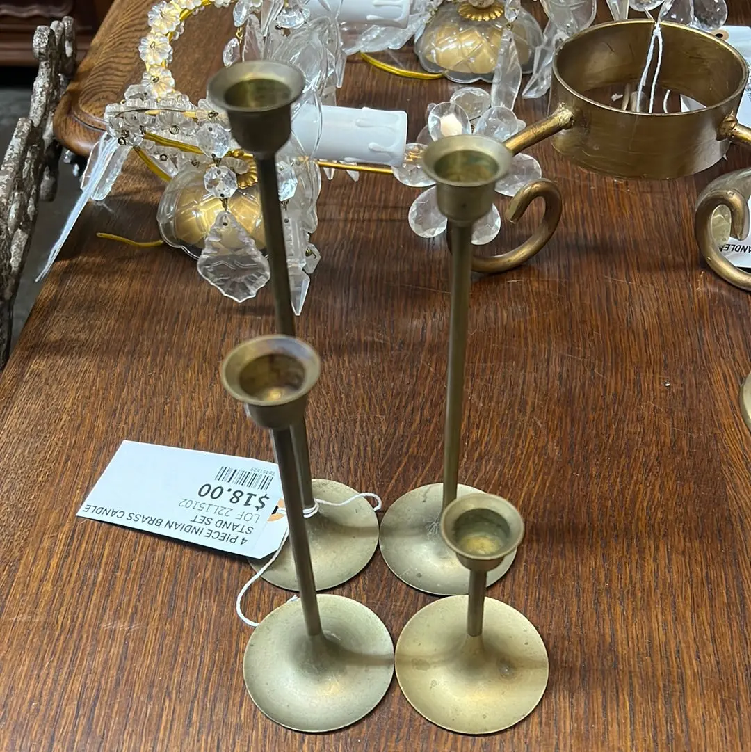 4 Piece Indian Brass Candle Stand Set 1