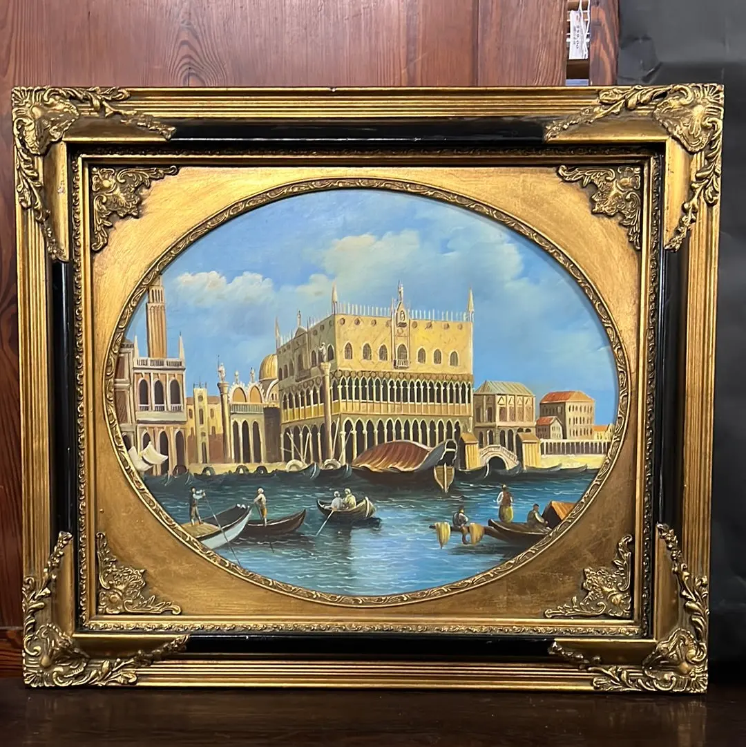 Venice Oil Painting In Gold And Black Frame 1