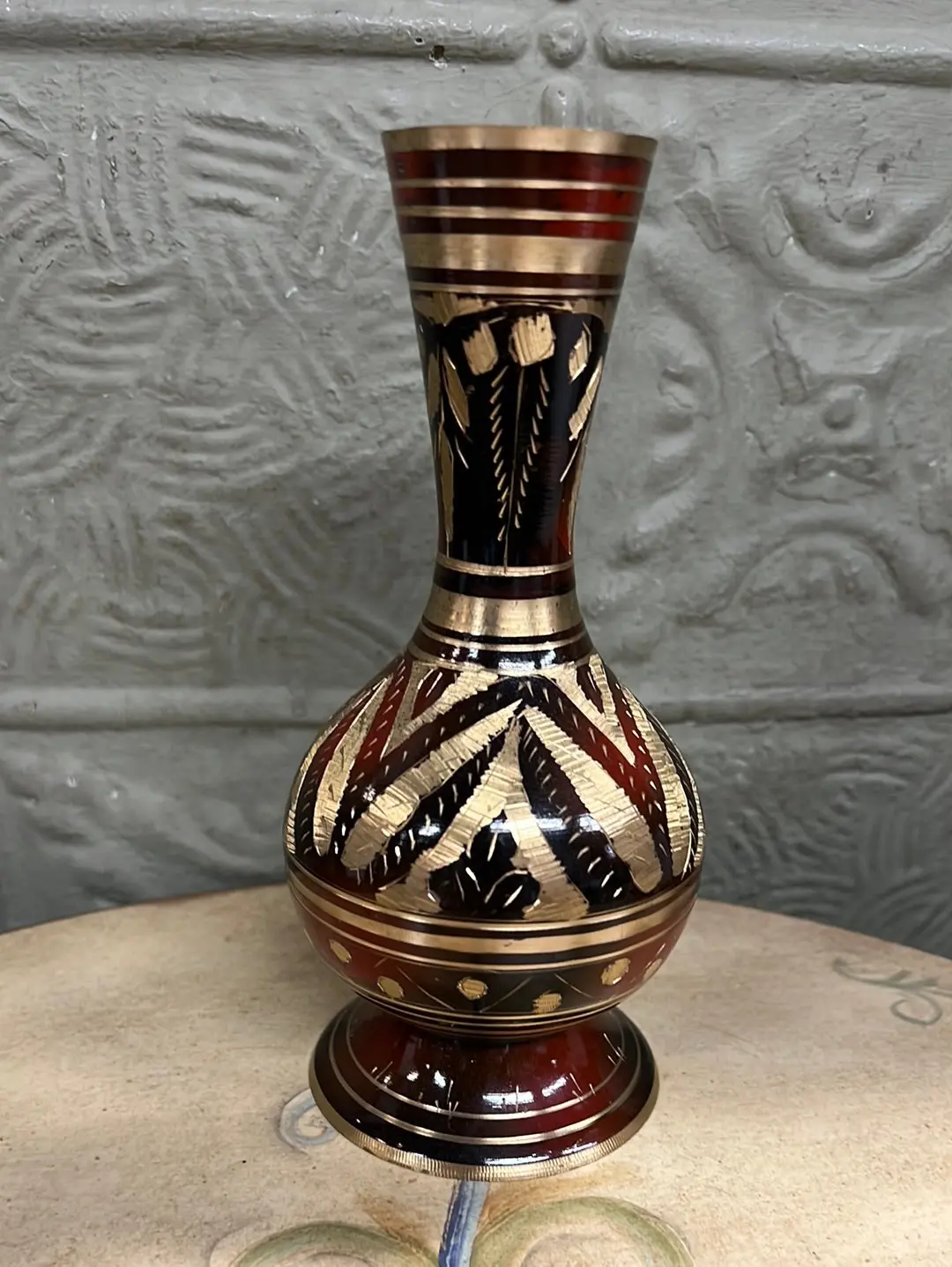 Red And Brass Small Vase 1