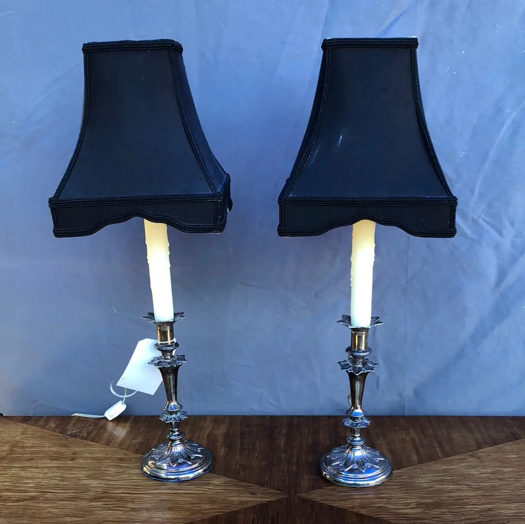 Pair Of Silverplate Buffet Lamps 1