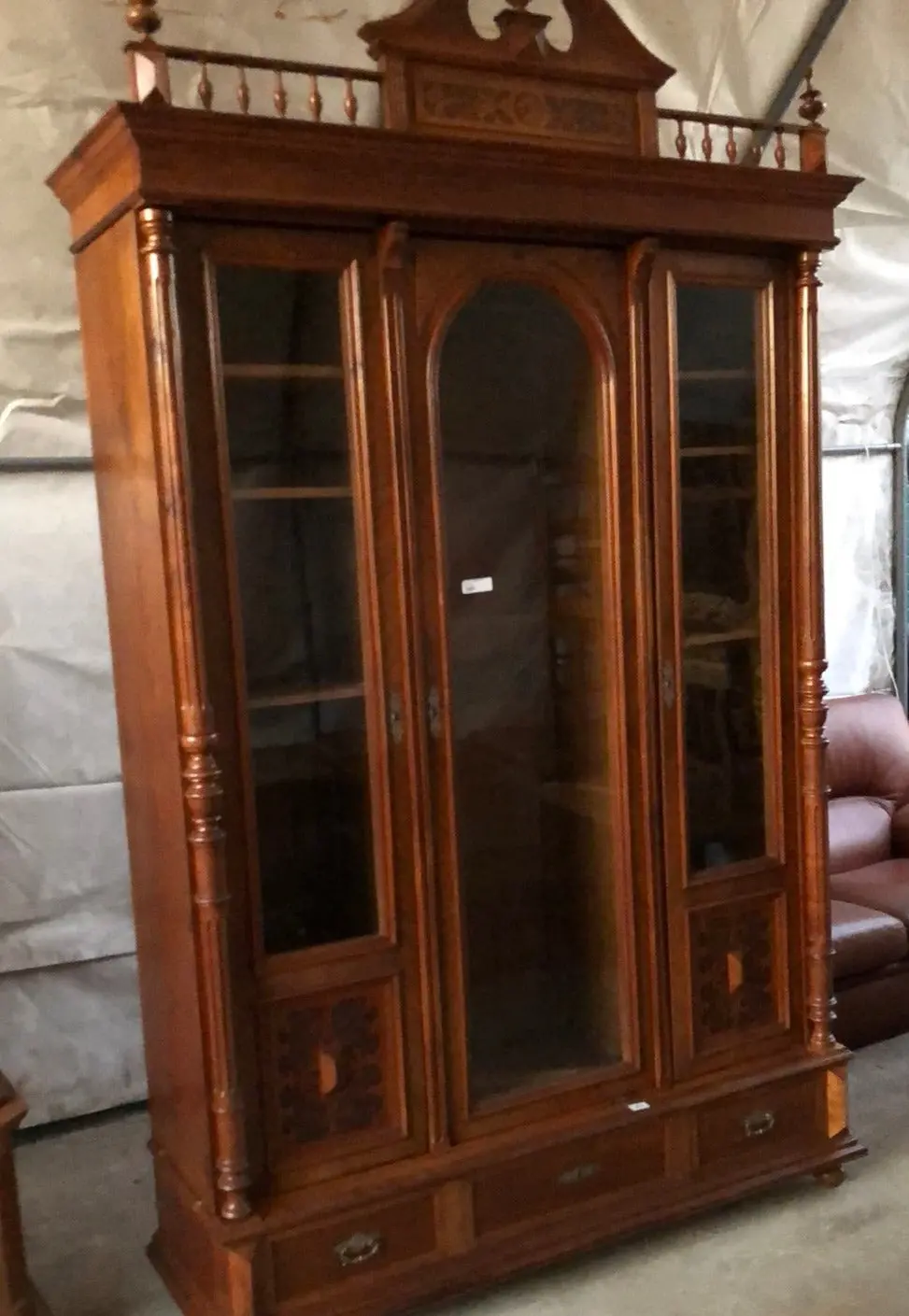 Walnut Henri Ii 3 Door Bookcase 1