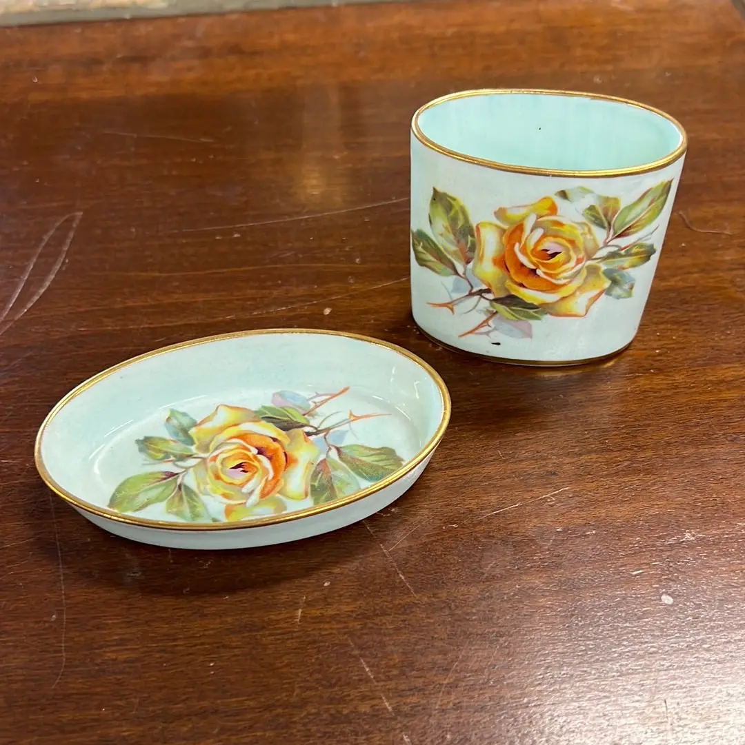 Orlik Bone China Pair Of Cigarette Holder And Small Oval Dish 1