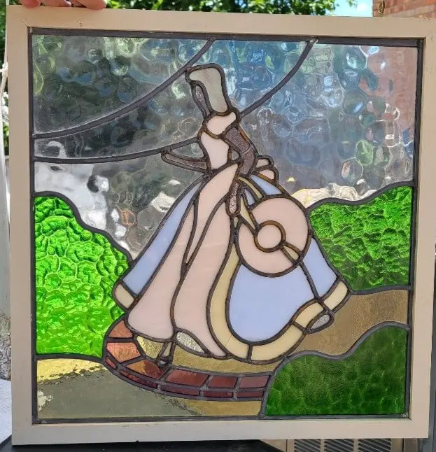English Stained Glass With Lady Figure 1