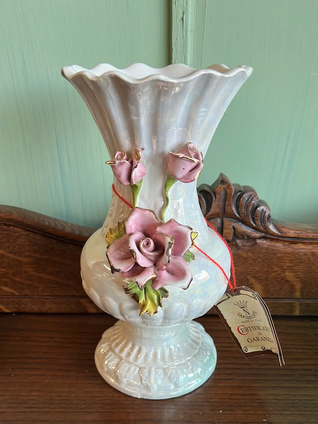 As Is Capodimonte Irridescent Vase 1
