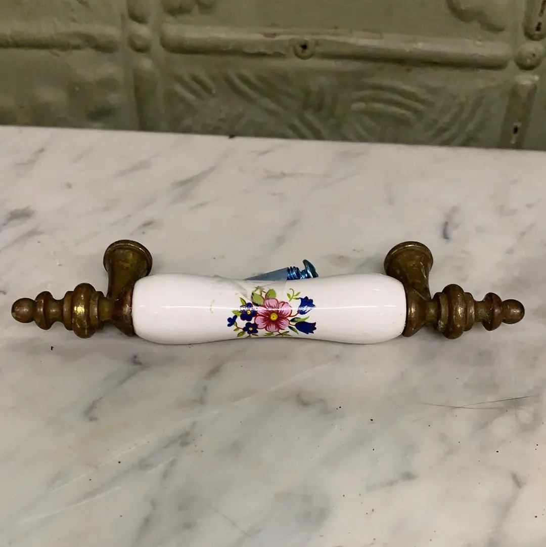 Floral Porcelain Door Or Cabinet Pull Handle (Each) 1