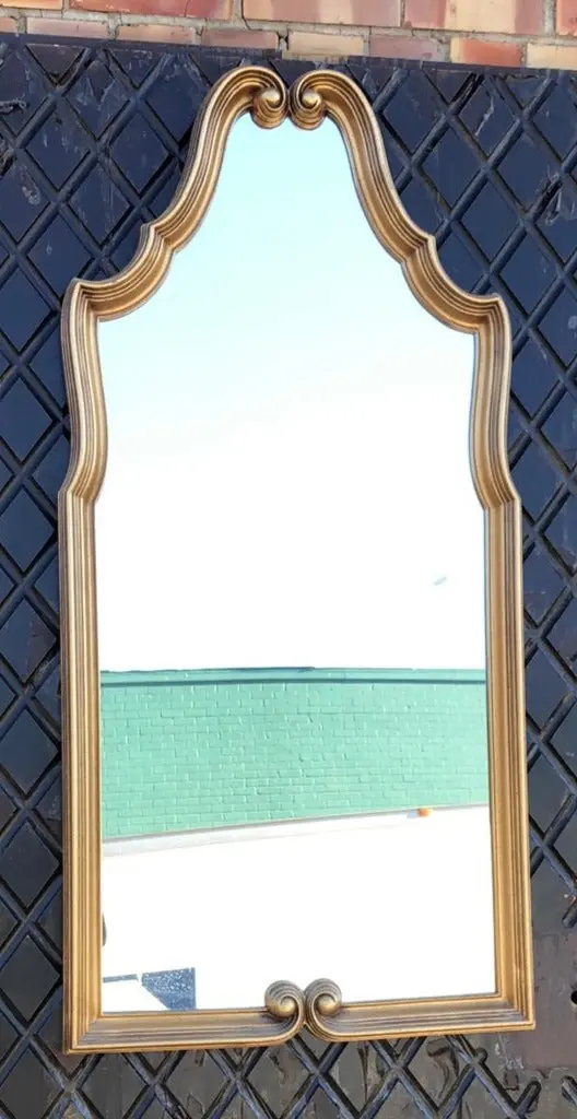 Gilt Scrolly Framed Old Shaped Mirror 1