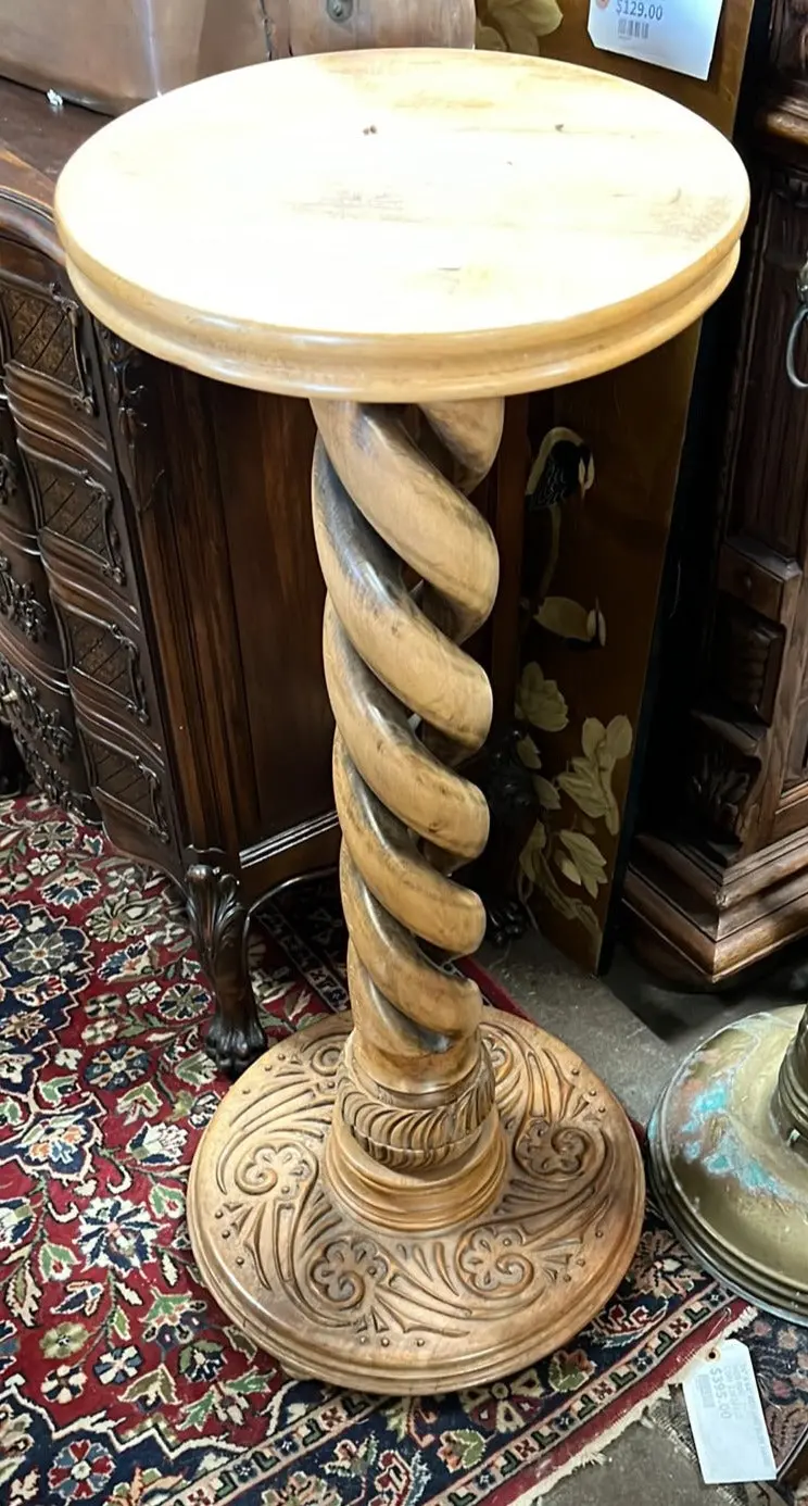 Raw Beech Barley Twist Pedestal 1