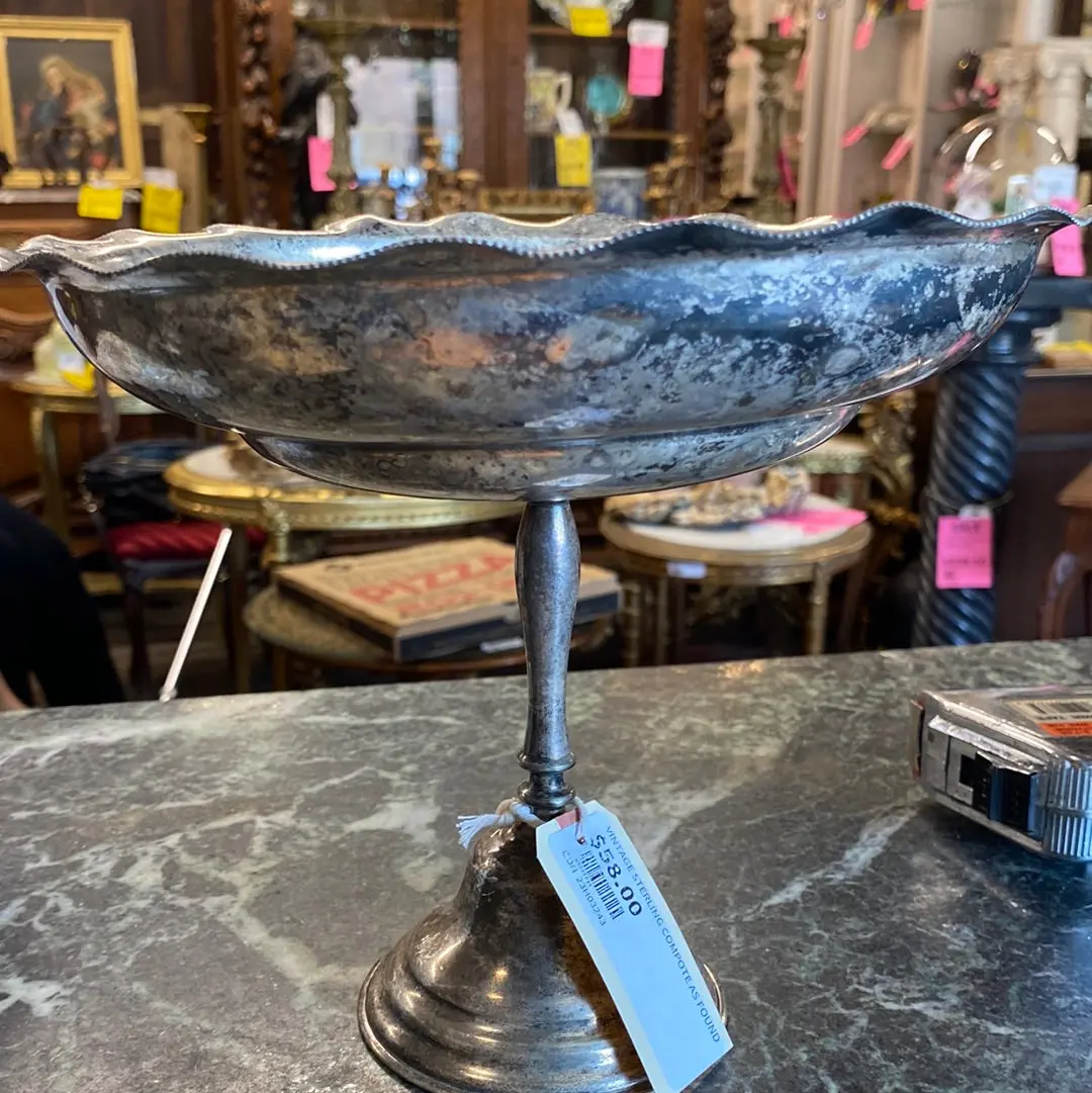 Vintage Sterling Silver Plate Compote As Found 1