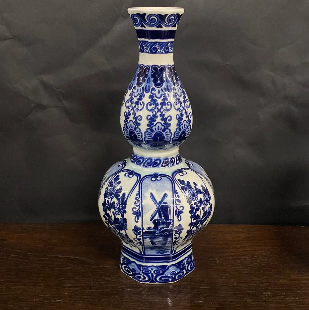 Pair Of Delft Bulbous Vases 1