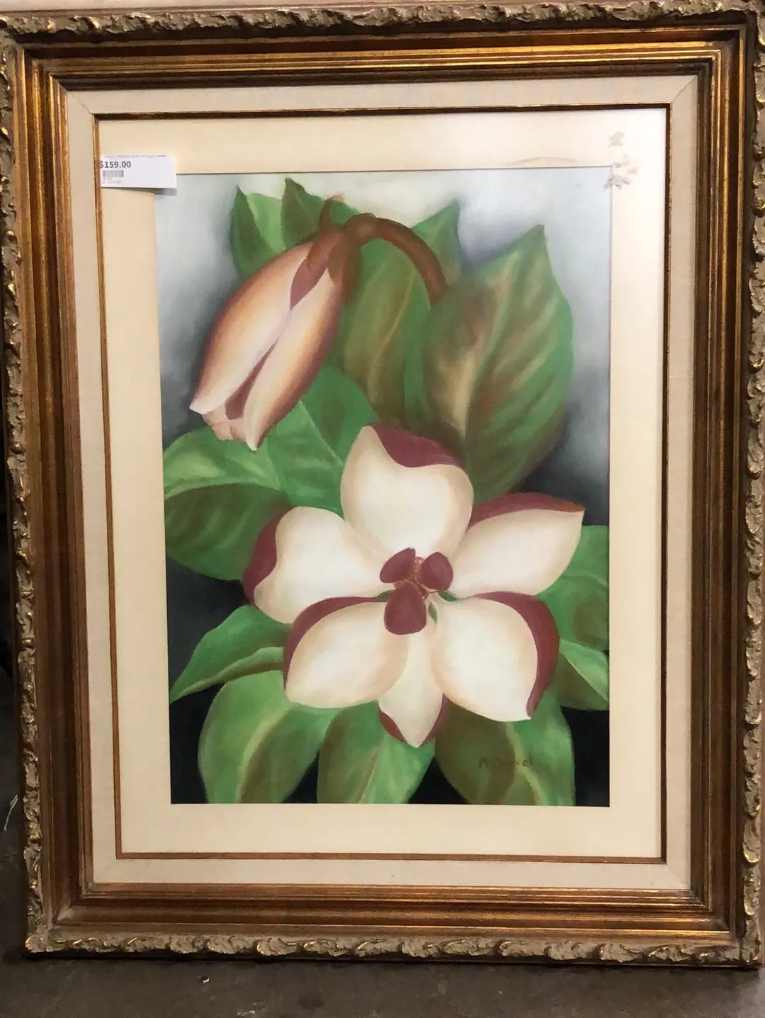 M. Daniel Magnolia Art In Gold Frame 1