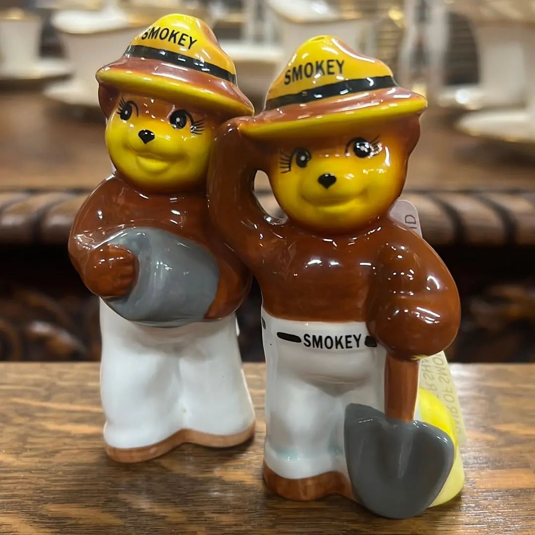 Pair Of Smokey Bear Salt And Pepper Shakers 1