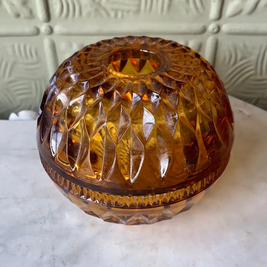 Amber Glass Fairy Light Bowl 1