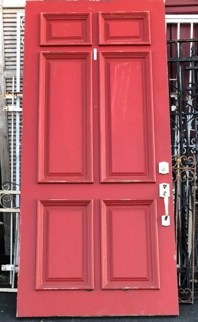 Large Paneled Red Wide Door 1