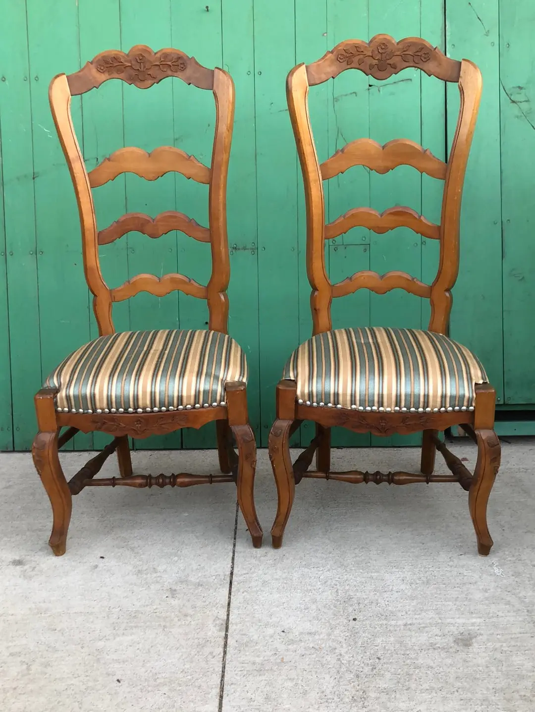 Pair Of Tall Back Louis Xv Ladder Back Chairs 1
