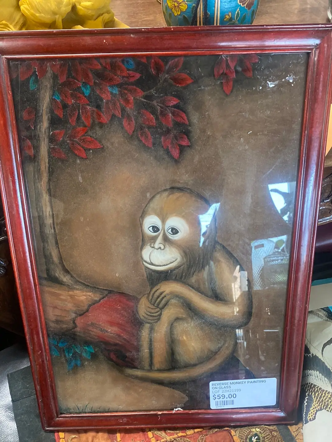 Reverse Monkey Painting On Glass 1