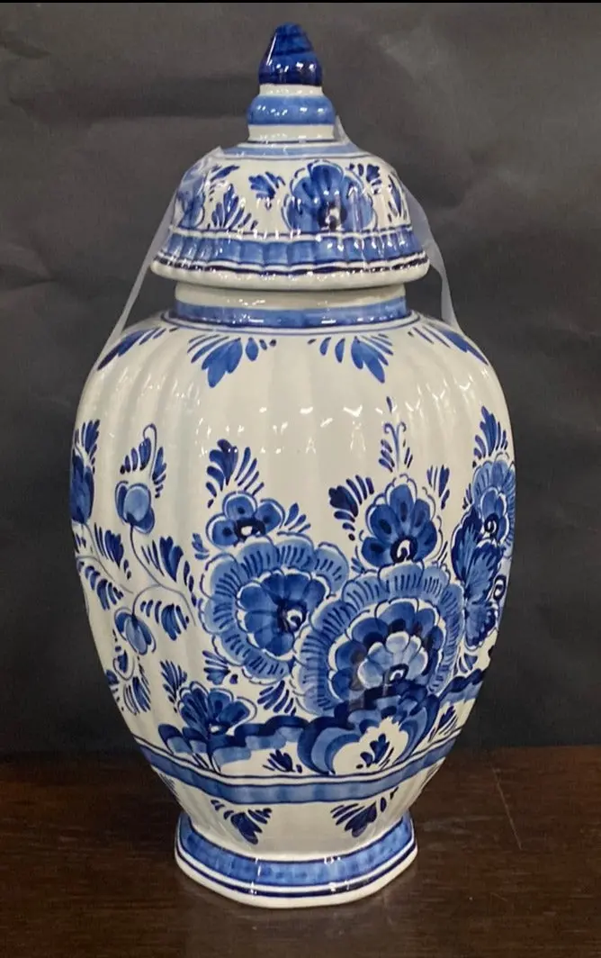 Small Floral Lidded Delft Urn 1