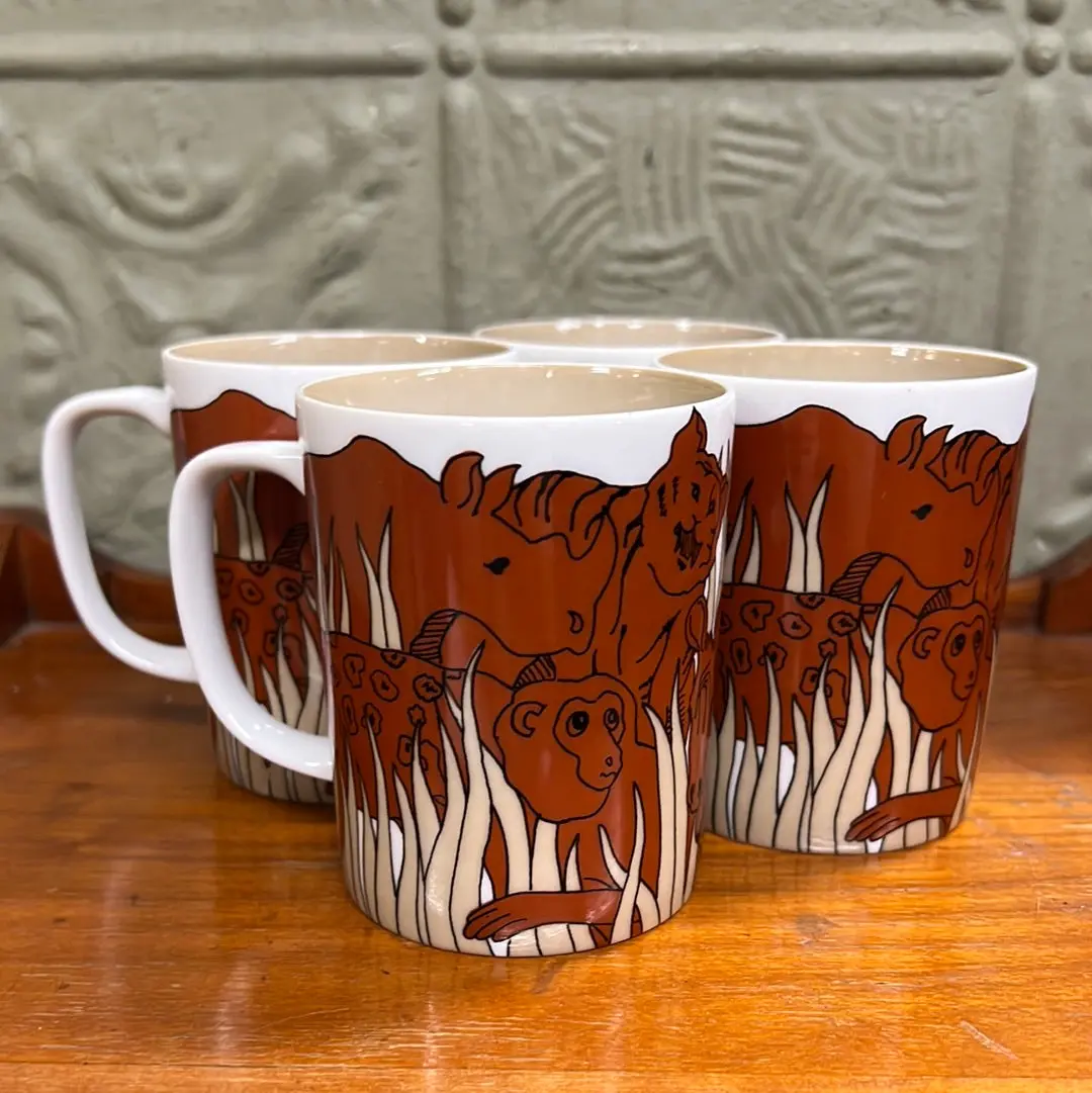 Set 4 Of Fitz And Floyd 1979 African Animals Mugs 1