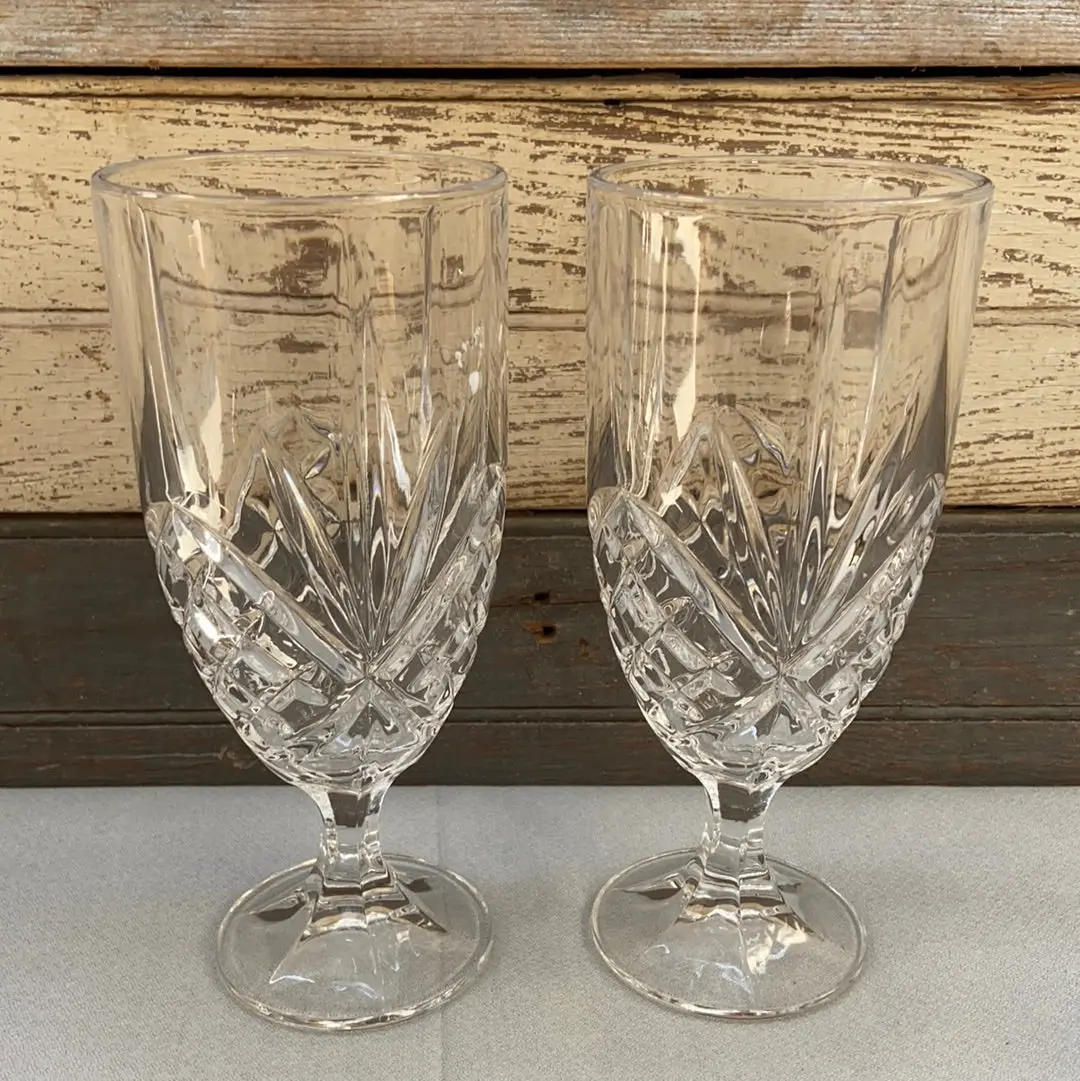 Pair Of Tall Pressed Glass Goblets 1